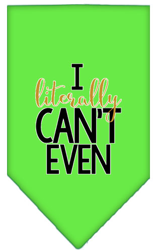 Literally Can't Even Screen Print Pet Bandana Lime Green Large